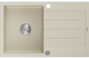 Mexen Bruno zlewozmywak granitowy 1-komorowy z ociekaczem 795 x 495 mm, beżowy, syfon chrom - 6513791010-69