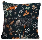 Mikropluszowa poszewka na poduszkę THE FOX AND THE HARE 45x45 cm, ciemnozielony