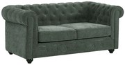Kanapa 2-osobowa z zielonej tkaniny CHESTERFIELD