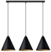 Potrójna czarno-złota lampa wisząca nad stół - D122 T6-G30