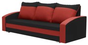 Kanapa sofa 3 os z funkcją spania KING Czarny/Czerwony