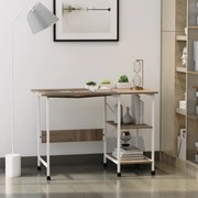 Stół Składany Biurko na Kółkach Stolik Komputerowy Przenośny MDF Naturalny | Aosom PL