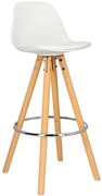 Skandynawski drewniany hoker z białym siedziskiem F8-L40