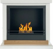 Biokominek stojący Stockholm z białego drewna, dł. 75 x gł. 24 x wys. 68 cm