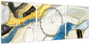 Obraz - Kolorowy marmur (z zegarem) (90x30 cm)