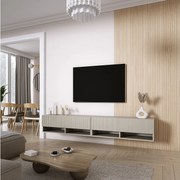 Szafka pod telewizor (2 x 100 cm), fronty ryflowane, Kaszmir, 200 × 32 × 33,6 cm