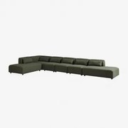 Fogler 6-częściowa Narożna Sofa Modułowa Z Podwójnym Szezlongiem Chenille Salvia Zieleń - Sklum