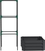 Outsunny Grządka z kratą podporową, skrzynka z podporą, otwarte dno, odporna na warunki pogodowe, 61 cm x 61 cm x 140 cm, ciemnoszary | Aosom PL