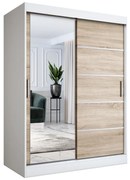 Szafa przesuwna MODUO COMFORT 3 150 biała mat/dąb sonoma z lustrem MKPOL
