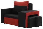 Fotel rozkładany 1 os z funkcją spania DAKOTA 2 Czarny/Czerwony