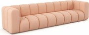 Sofa czteroosobowa, kanapa Grand, tkanina welurowa Salvador, Różowy
