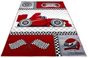 Dywan dziecięcy Kids Wyścigi szaro-czerwone 80 cm x 150 cm