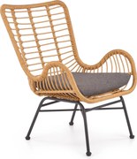 Krzesło rattanowe z poduszką i podłokietnikami Ikaro