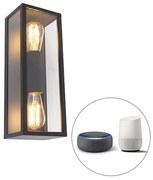 Zewnetrzna Inteligentna lampa ścienna czarna 38 cm 2-punktowa IP44 w tym Wifi ST64 - CharloisDesignerski Oswietlenie zewnetrzne