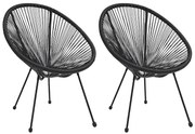 Okrągłe Czarne Krzesła Ogrodowe Typu Acapulco B9-E84