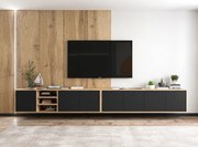 Komplet wiszących szafek rtv dąb wotan + czarny B6-P00