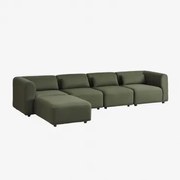 4-częściowa Sofa Modułowa Z Pufem Fogler Chenille Salvia Zieleń - Sklum