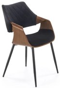 Krzesło tapicerowane K586 VELVET czarne/orzech HALMAR
