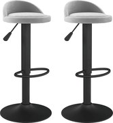 Zestaw 2 Stołków Barowych Szary Welur - Styl Nowoczesny, Obracający się o 360°, Regulowana Wysokość
