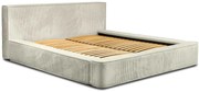 Łóżko tapicerowane sztruksowe z zagłówkiem ecru W2-D48
