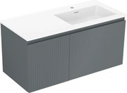 Mexen Rivel szafka łazienkowa 100 cm z umywalką Otis prawą, 1S, 1D, ryflowana, grafit/biała mat - 91A23-10047-3-BBFF66-W18P01