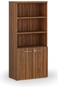 Szafa biurowa kombinowana PRIMO WOOD, drzwi na 2 poziomach, 800 x 420 x 1781 mm, orzech