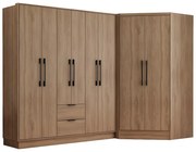 Szafa narożna 8-drzwiowa z 2 szufladami - szer. 263 cm - Naturalny - FEOVA