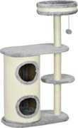 PawHut Drapak dla kotów z tonną do drapania, 1 łóżko i zabawka dla kota, 59 cm x 35 cm x 100 cm, Szary