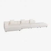 Sofa Modułowa Szezlong Narożna 3-częściowa Lewa Z Pufem (↔︎450 Cm) Bruna Bouclé White - Sklum