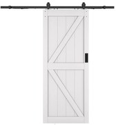 Drzwi przesuwne naścienne - Drewno i MDF - biały - wys. 205 x szer. 93 cm - NEFARA