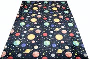 Czarno-kolorowy dywan dziecięcy z planetami i gwiazdami G3-T87