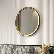 Okrągłe lustro w metalowej ramie z podświetleniem LED