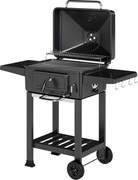 Outsunny Grill węglowy BBQ Smoker z pokrywą, termometrem, regulowaną tacą na węgiel, rusztem, bocznym stołem i szufladą na popiół | Aosom PL
