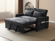 Rozkładana kanapa regulowana w wielu kątach z tkaniny sznurkowej - 2 miejsca - z uchwytem na telefon i portami USB - Szary