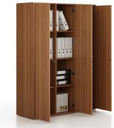 Szafka biurowa FRAME, 3x drzwi, 1299 x 450 x 1735 mm, PUSH-lock, orzech