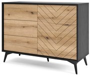 Komoda GALAXY 1D3S 104 cm czarna/dąb evoke PIASKI Meble
