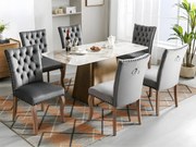 Zestaw 6 foteli tapicerowanych welurem - stelaż z litego drewna - szary