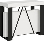 Konsola rozkładana 90x40/196 cm Zamat Small frassino biała rama w kolorze antracytu