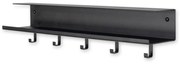 Czarny metalowy wieszak ścienny z półką 50 cm Easy – Spinder Design