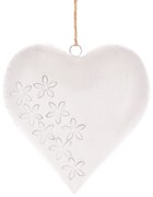 Metalowe wiszące serce 20 x 20 x 4 cm, antyk biały