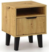 Stolik nocny ryflowany z szufladą dąb artisan L8-L18
