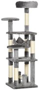 PawHut Drapak dla Kota Drzewko do Wspinania z Hamakiem Stabilny i Wytrzymały Szary | Aosom PL