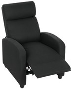 HOMCOM Fotel relaksacyjny, regulacja do 135°, wysuwany podnóżek, wyściełane oparcia, len-poliester, czarny