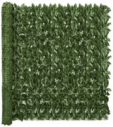 Ciemnozielony parawan balkonowy z motywem liści C6-E59