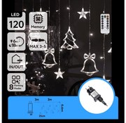 Aigostar - Świąteczny łańcuch świetlny LED do użytku zewnętrznego 120 diod/6W/230V/8 funkcji 3x0,6m IP44 zimna biel+pilot