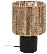 Ceramiczna lampa stołowa KOBY z plecionym kloszem, 24 cm