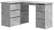 Szare biurko kątowe z szufladami beton B3-A10