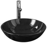 Czarna szklana umywalka nablatowa z kranem B4-E83