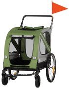 PawHut 2 w 1 Wózek dla psa, Przyczepka rowerowa dla psa, Składany, Odporny na warunki pogodowe, Dla psów do 20 kg, Zielony