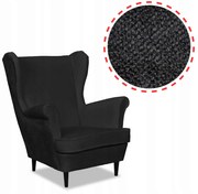 Fotel uszak Bella czarny welur plusz Family Meble